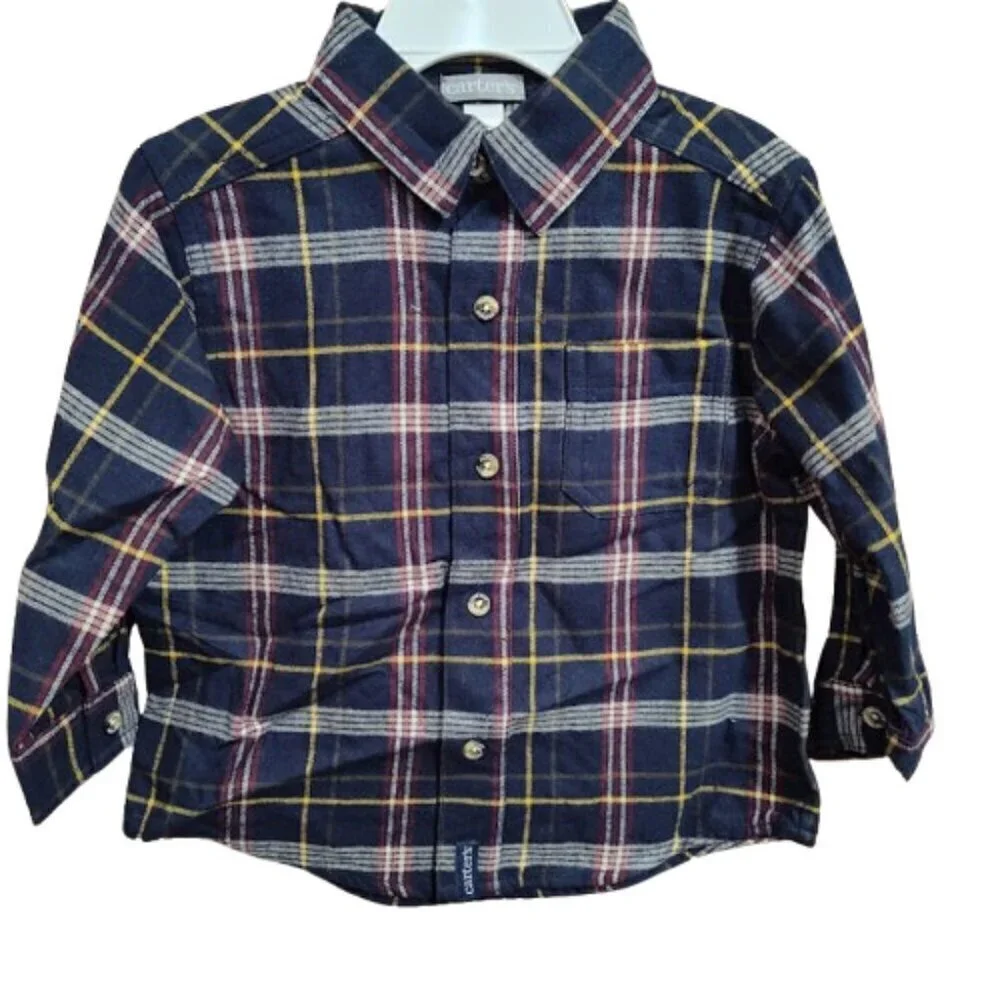 Carter's Y2K Buttoned Down Flannel Boys 2T 100% Cotton NWT